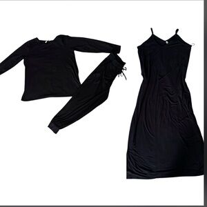 3pc Zenana Black Maxi Dress and Sweatsuit sz XL